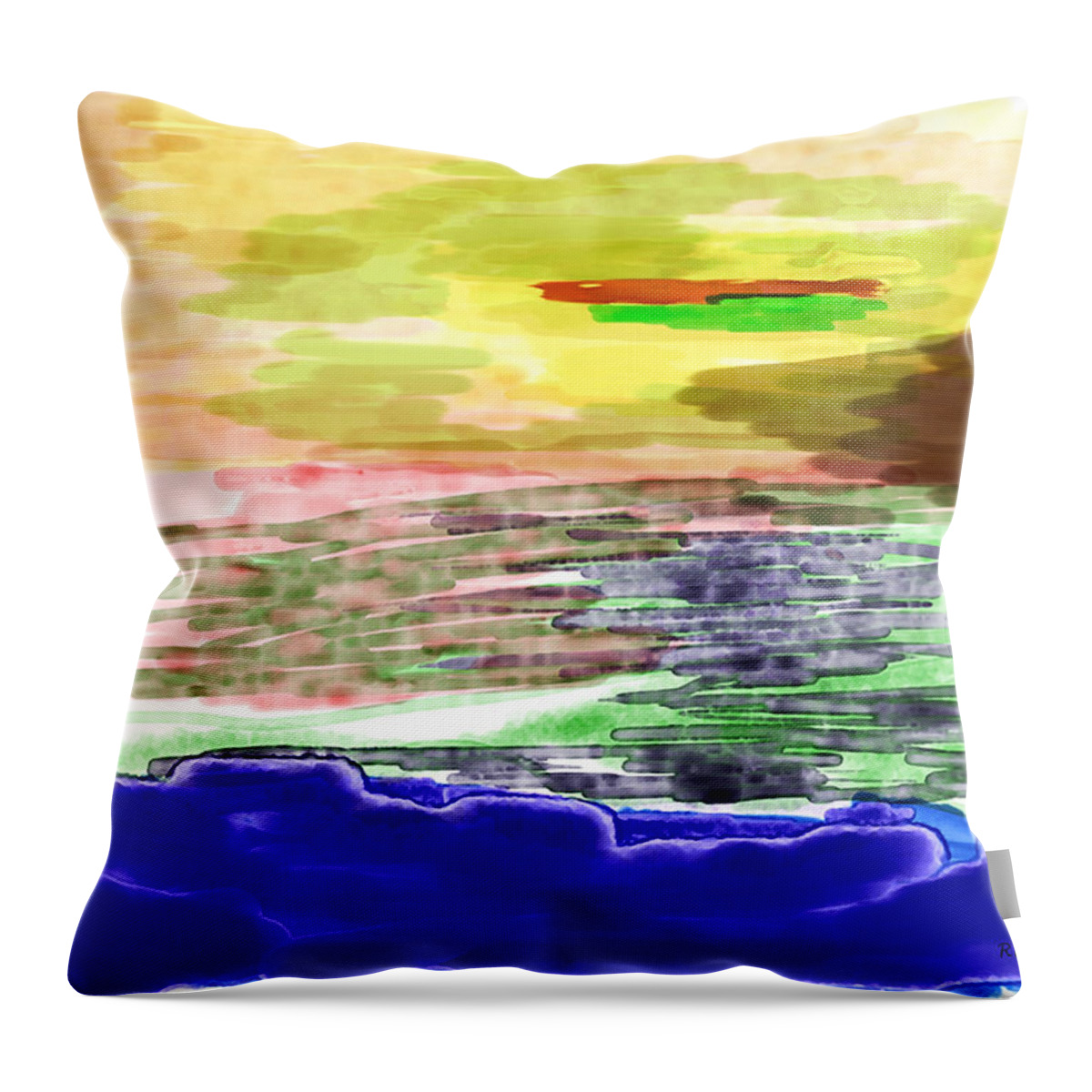 Digital Throw Pillow featuring the painting Looking Outward From The Blue by Richard Baron