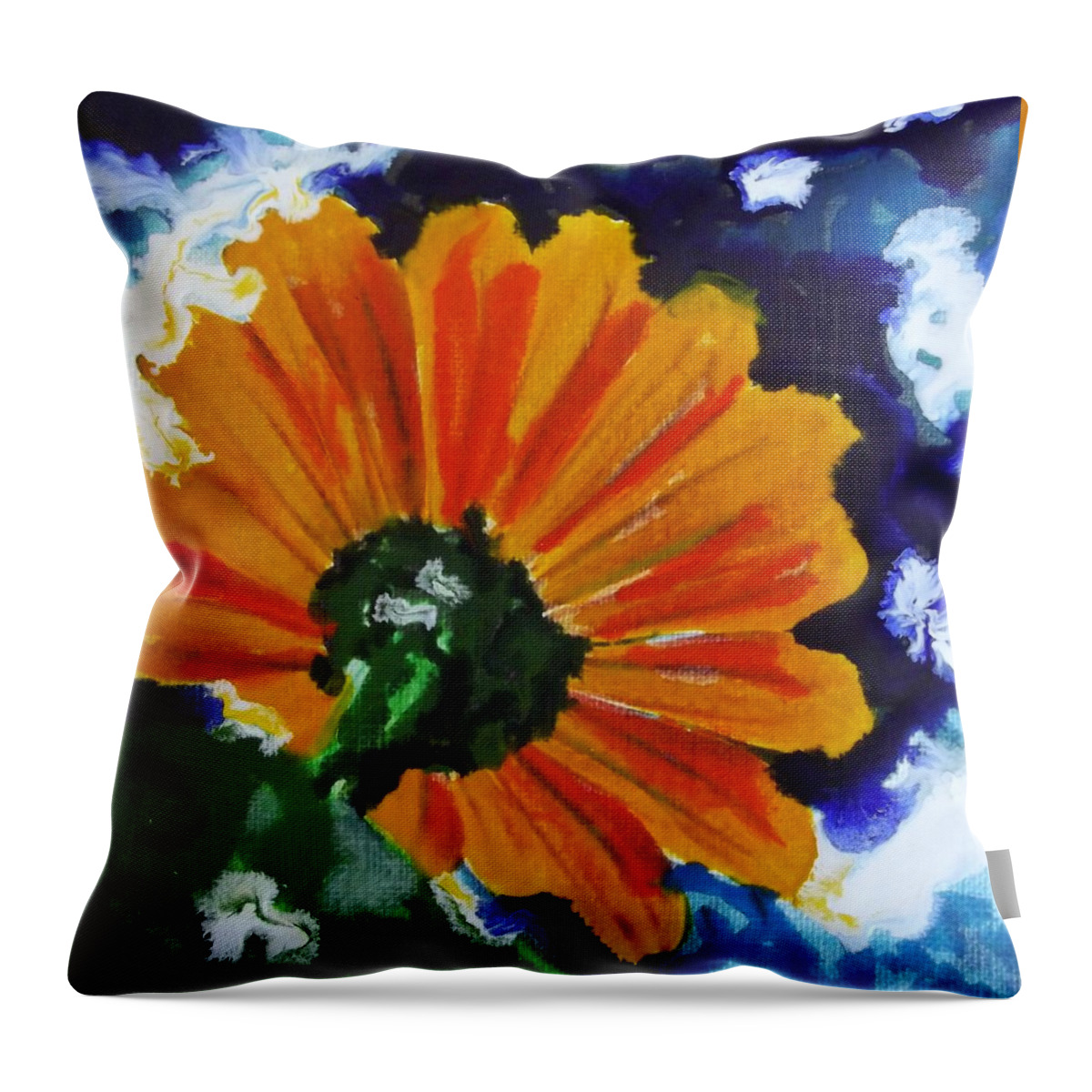 Floral Throw Pillow featuring the painting Liquid Sky by Cara Frafjord