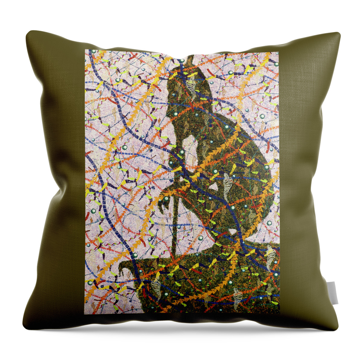 Color Throw Pillow featuring the painting Lookout by Stephen Mauldin
