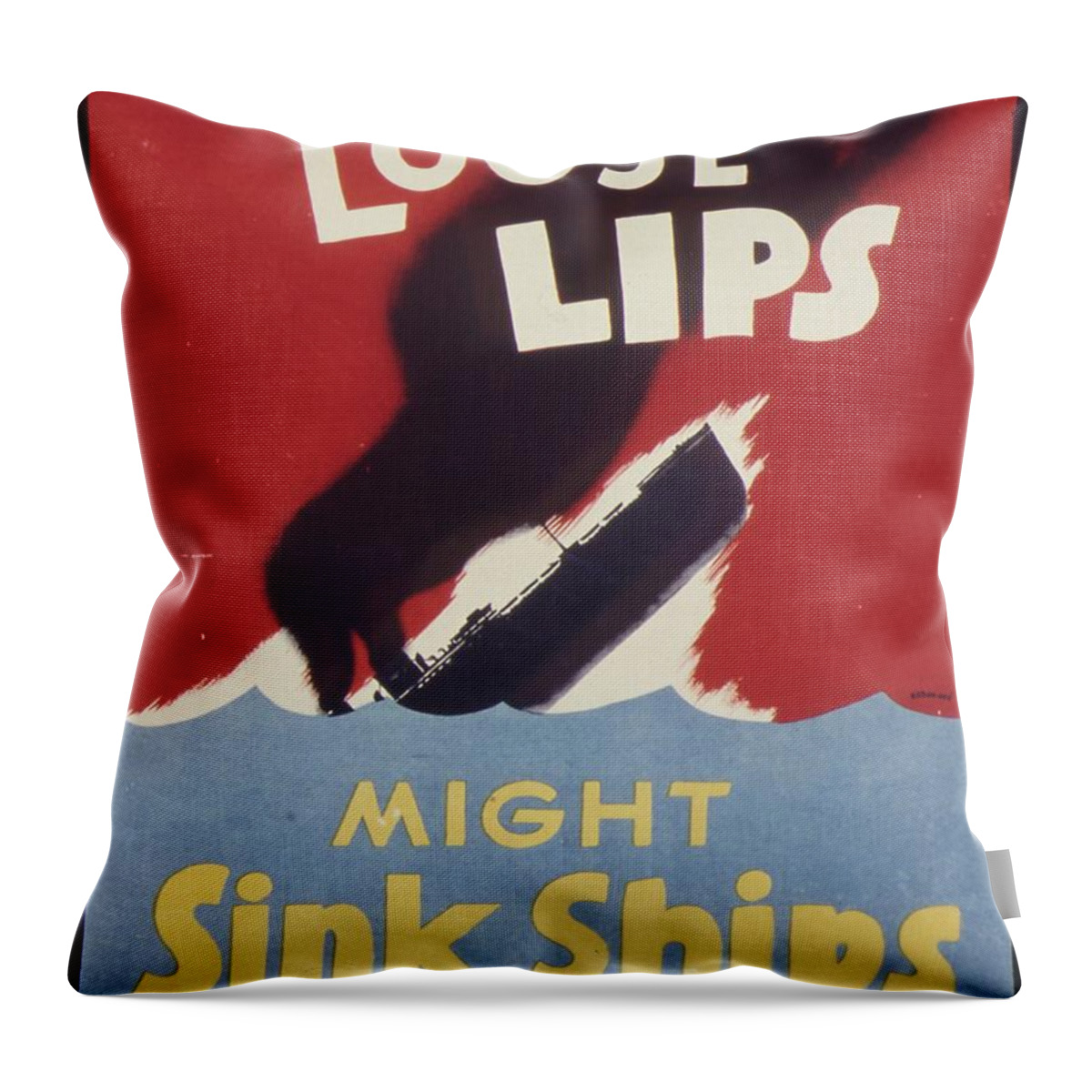 Loose Lips Sink Ships _nara Throw Pillow featuring the painting Loose Lips Sink Ships by MotionAge Designs
