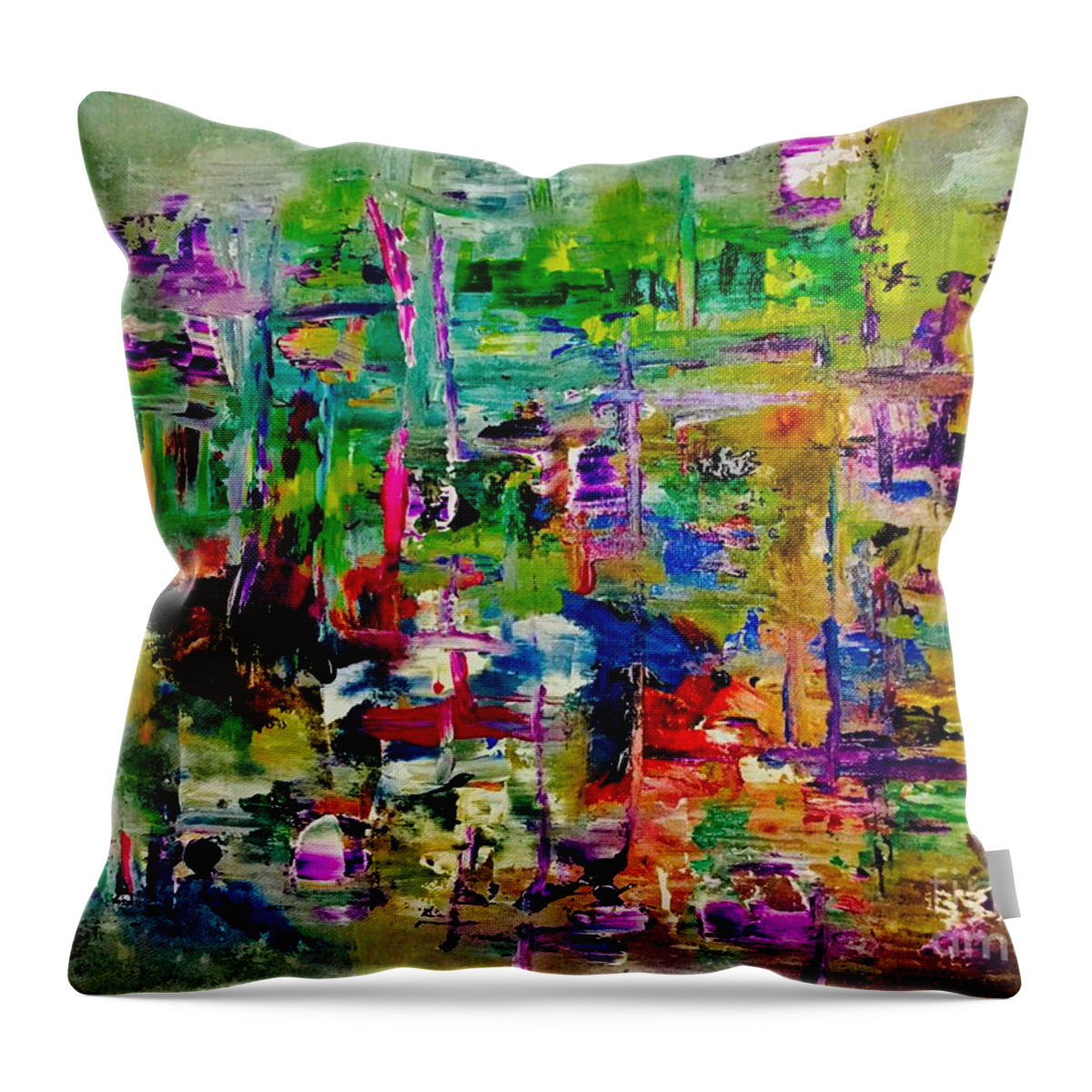 Abstract Throw Pillow featuring the painting Lost Connection by Elle Justine