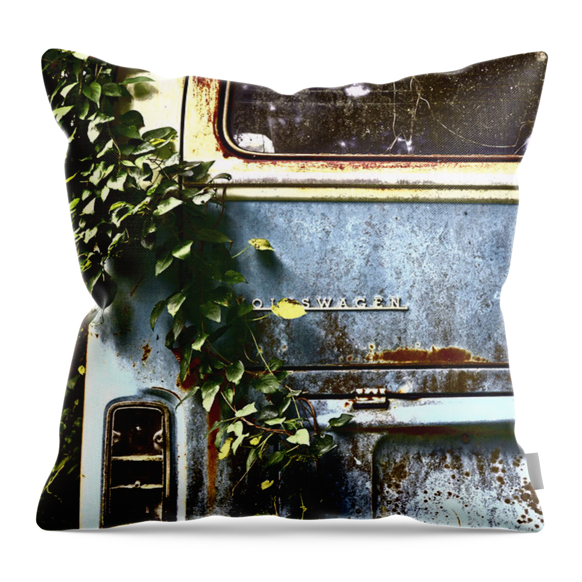 Vw Bus Throw Pillow featuring the photograph Lost In Time by Carolyn Marshall