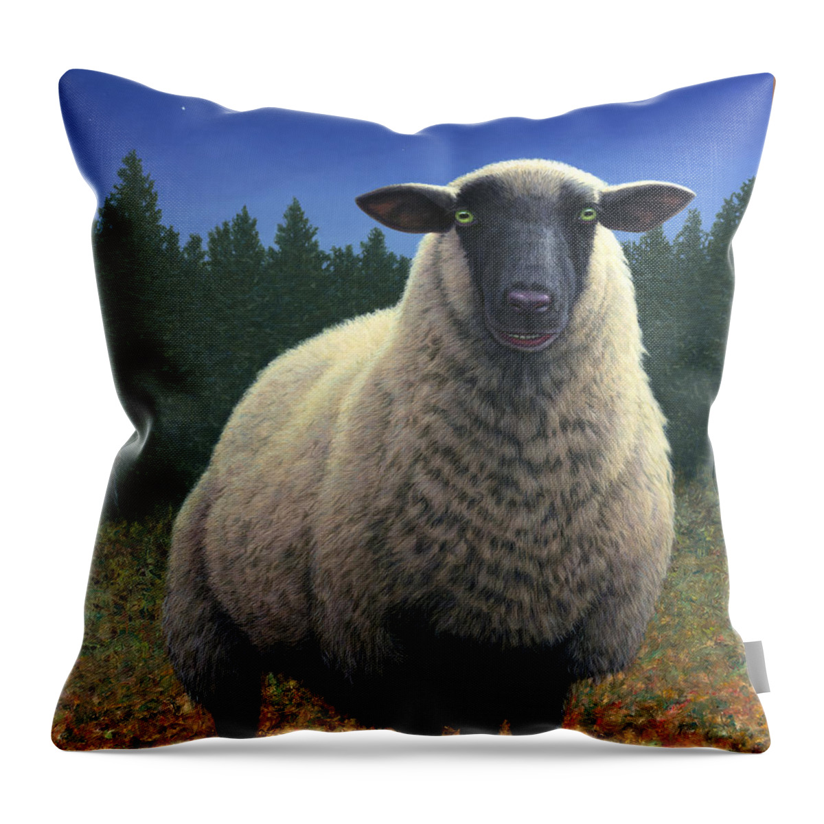 Sheep Throw Pillow featuring the painting Lost Sheep by James W Johnson