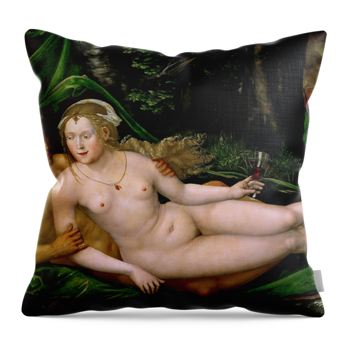 Albrecht Altdorfer Throw Pillow featuring the painting Lot and his Daughter by Albrecht Altdorfer