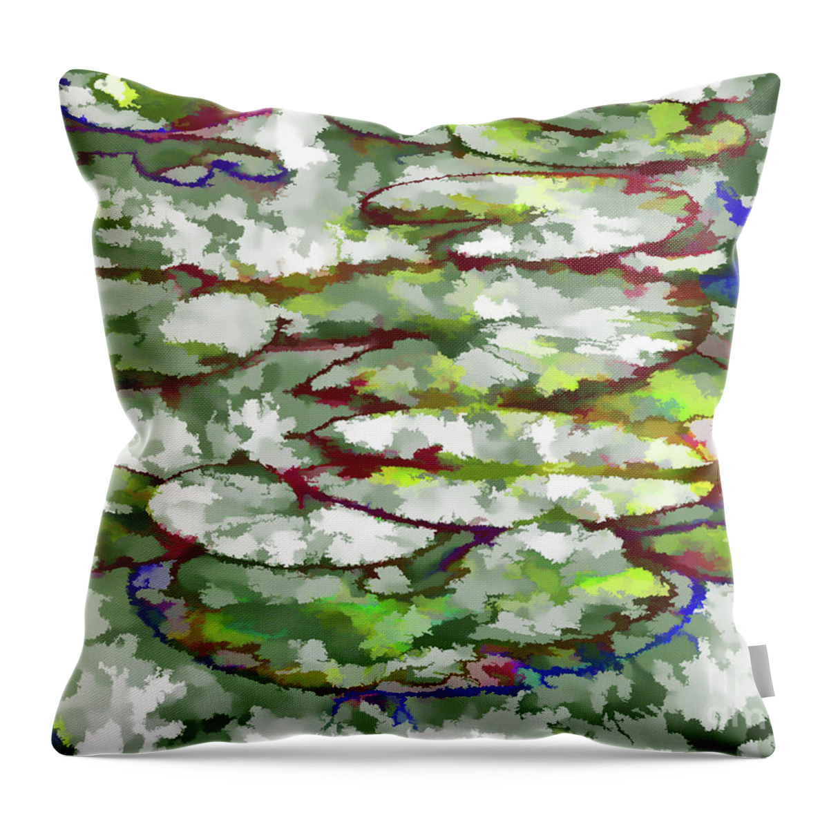 Lotus Leaves Throw Pillow featuring the painting Lotus leaves by Jeelan Clark
