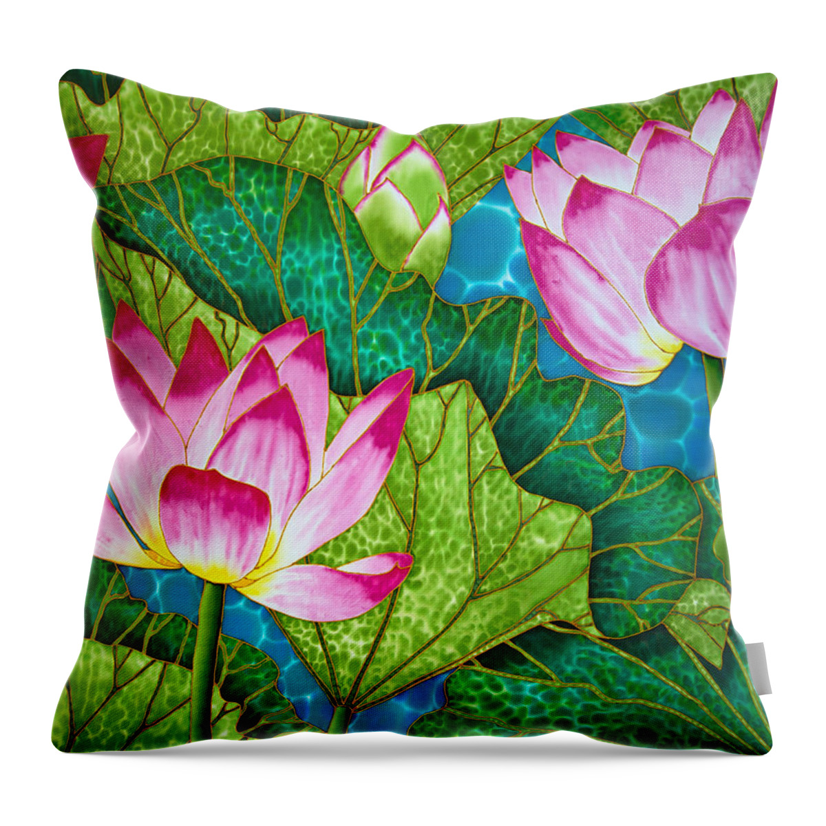 Waterlily Throw Pillow featuring the painting Lotus Pond by Daniel Jean-Baptiste