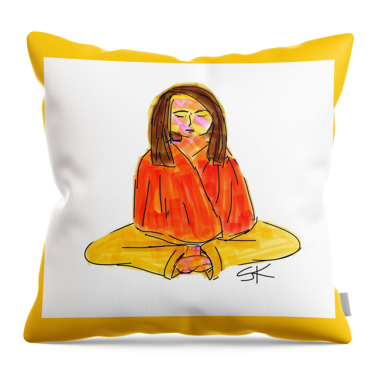 Woman Throw Pillow featuring the digital art Lotus Woman by Sherry Killam