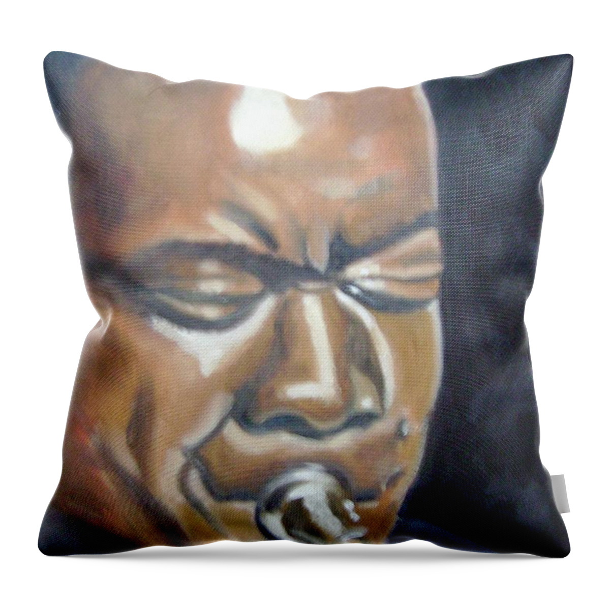Louis Armstrong Throw Pillow featuring the painting Louis Armstrong by Toni Berry