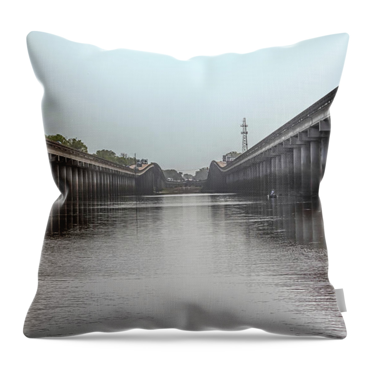 Louisiana Airborne Memorial Bridge Throw Pillow featuring the photograph Louisiana Airborne Memorial Bridge by Susan Rissi Tregoning