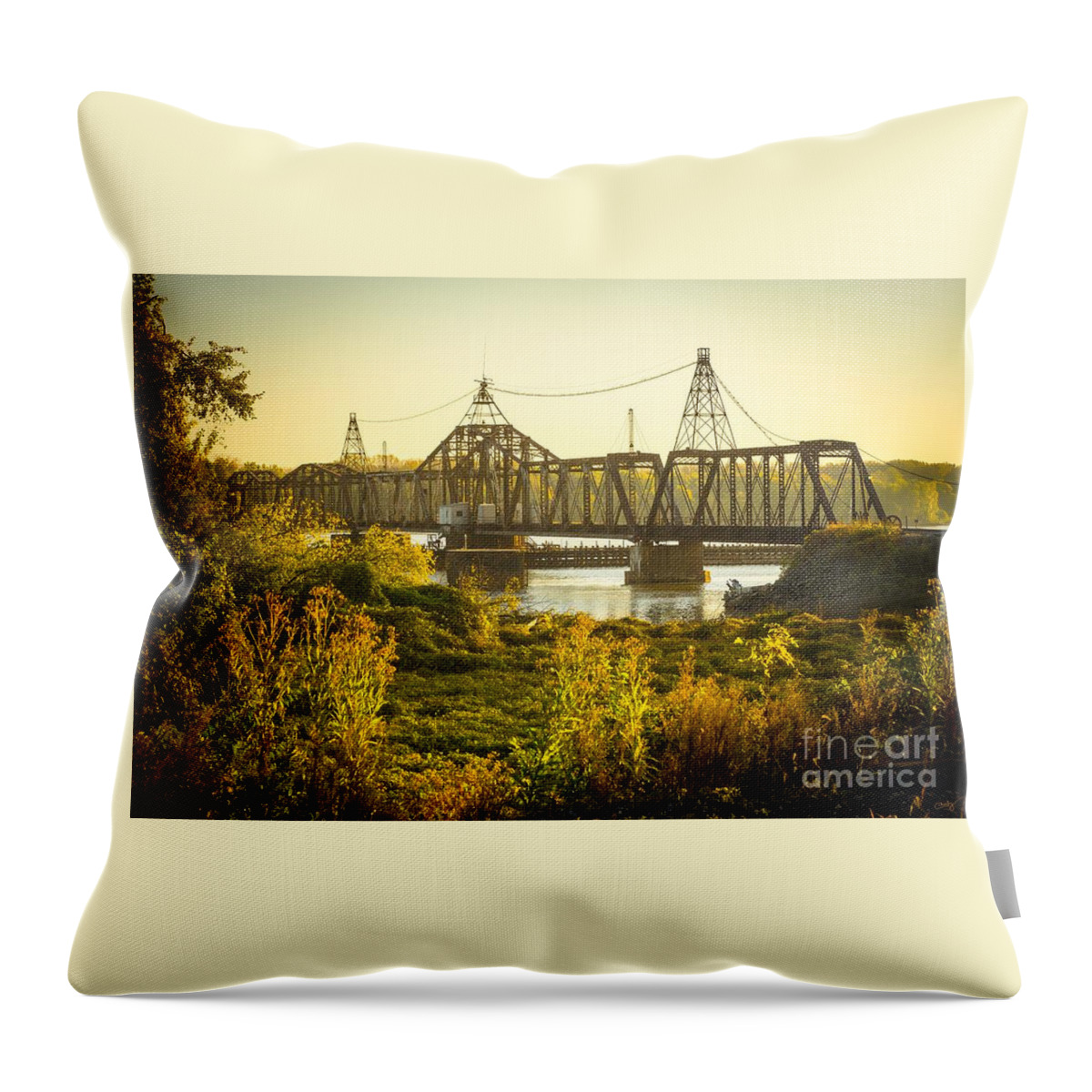 Louisiana Swing Bridge Throw Pillow featuring the photograph Louisiana Swing Bridge by Imagery by Charly