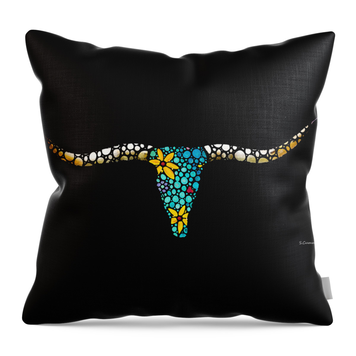 Cow Throw Pillow featuring the painting Love A Bull - Longhorn Art by Sharon Cummings