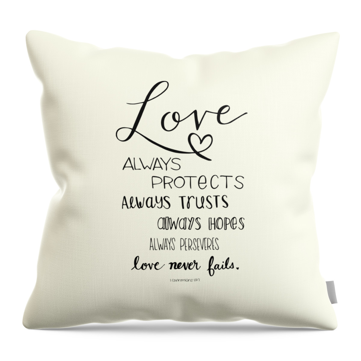 Hand Lettered Throw Pillow featuring the drawing Love Always by Nancy Ingersoll