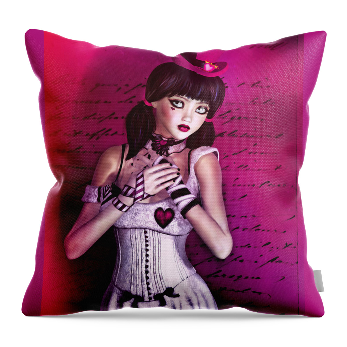 Girl Throw Pillow featuring the digital art Love doll by Alicia Hollinger
