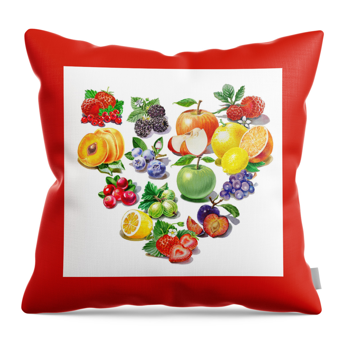 Heart Throw Pillow featuring the painting Love Fruits And Berries by Irina Sztukowski