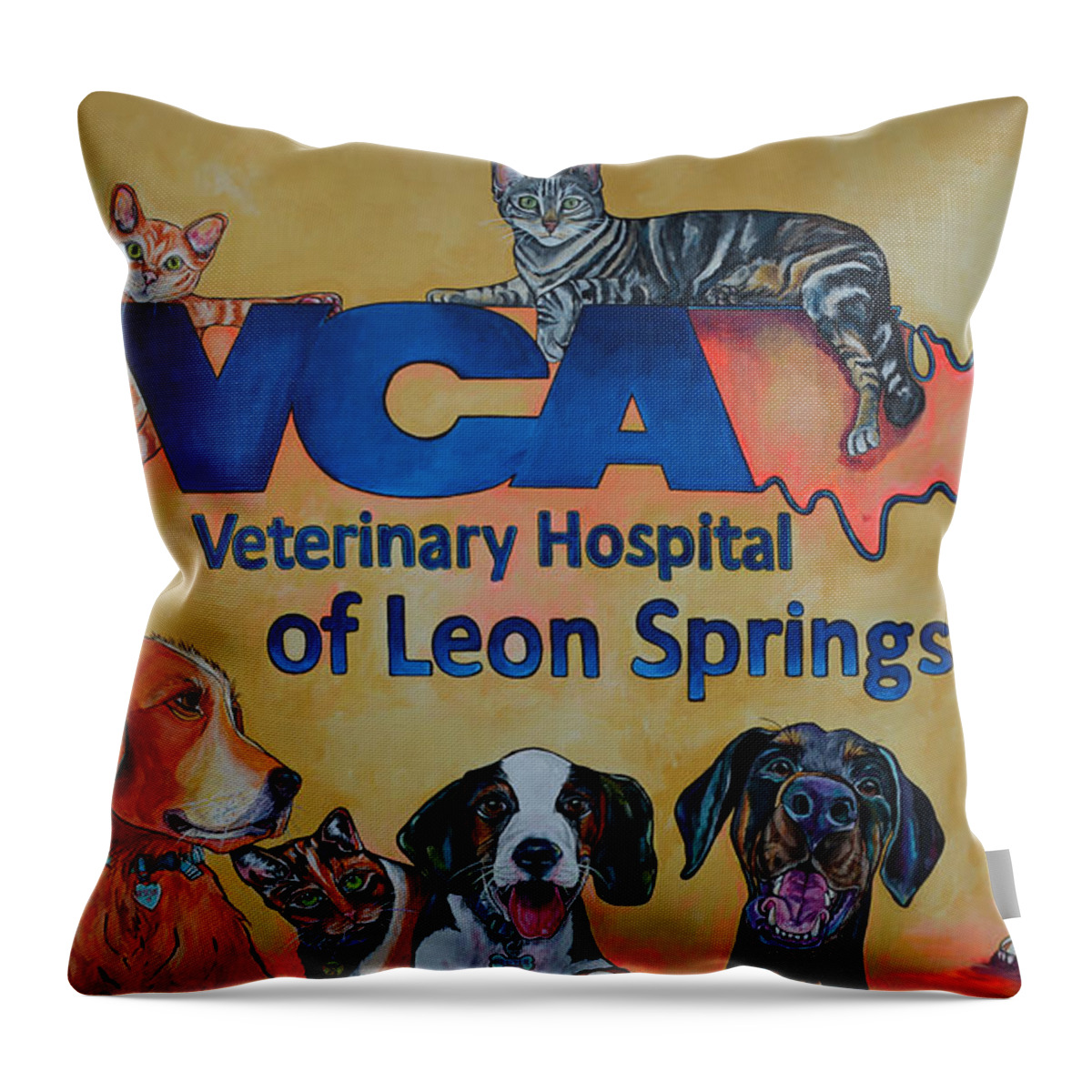 Vca Throw Pillow featuring the painting Love Has Four Paws by Patti Schermerhorn