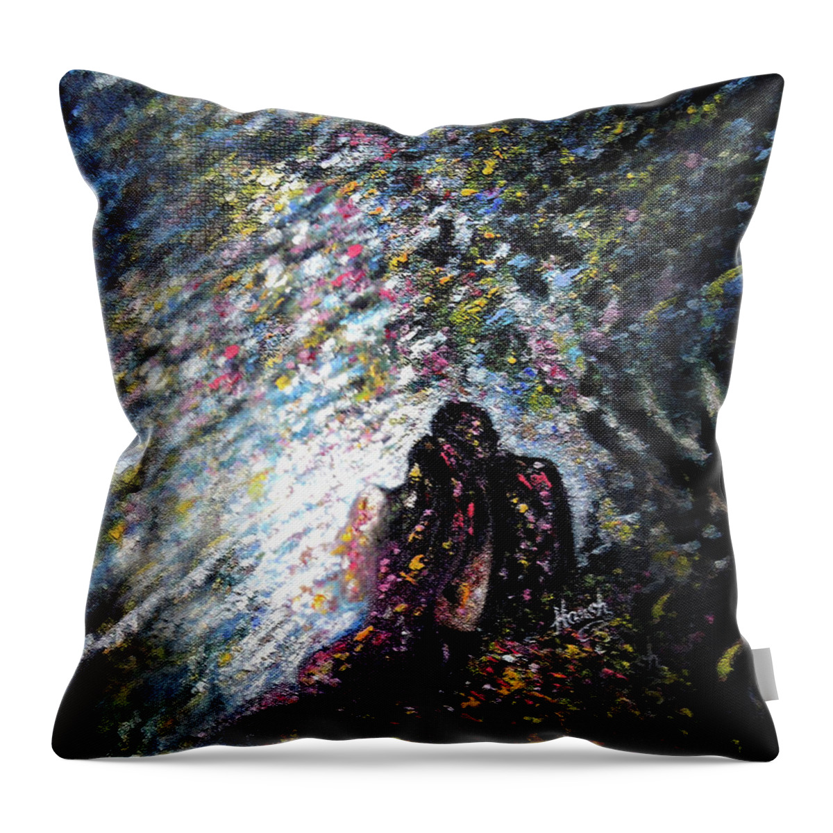 Love Throw Pillow featuring the painting Love In Niagara Fall by Harsh Malik