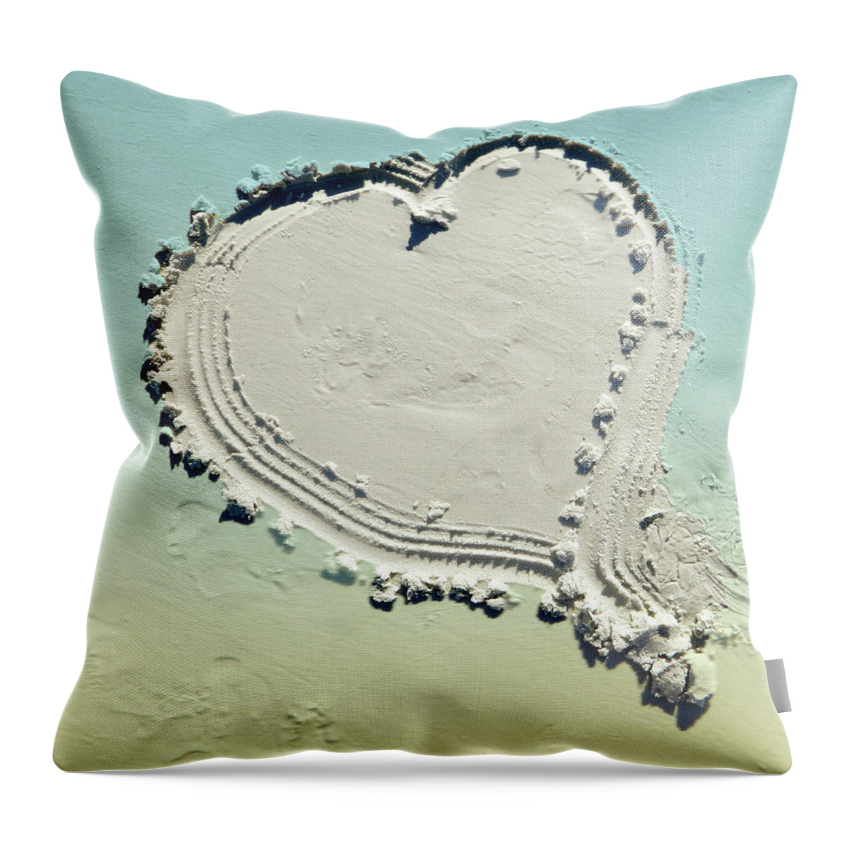 Heart Throw Pillow featuring the photograph Love In The Sand by Emmy Marie Vickers