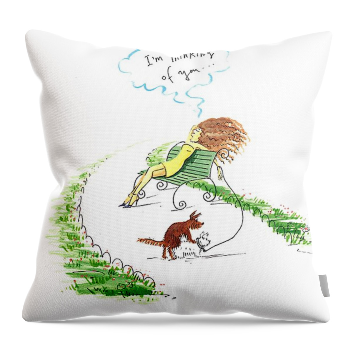 Print Throw Pillow featuring the painting Love Is In The Air by Margaryta Yermolayeva