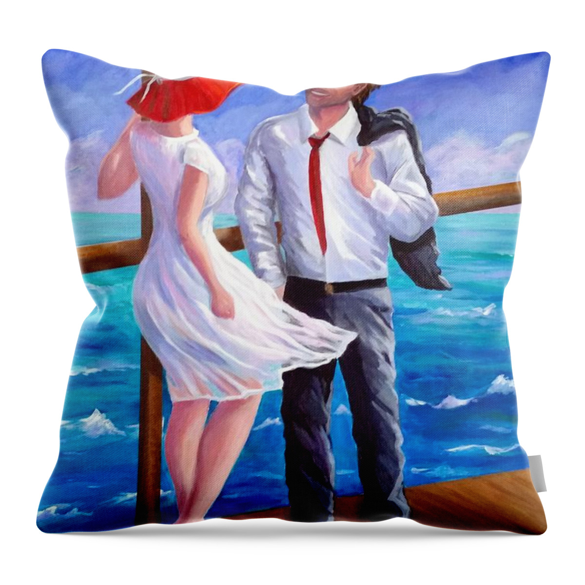 Romance Throw Pillow featuring the painting Love is in the Air by Rosie Sherman