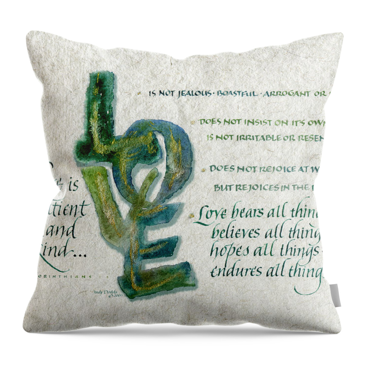 Anniversary Throw Pillow featuring the painting Love is by Judy Dodds