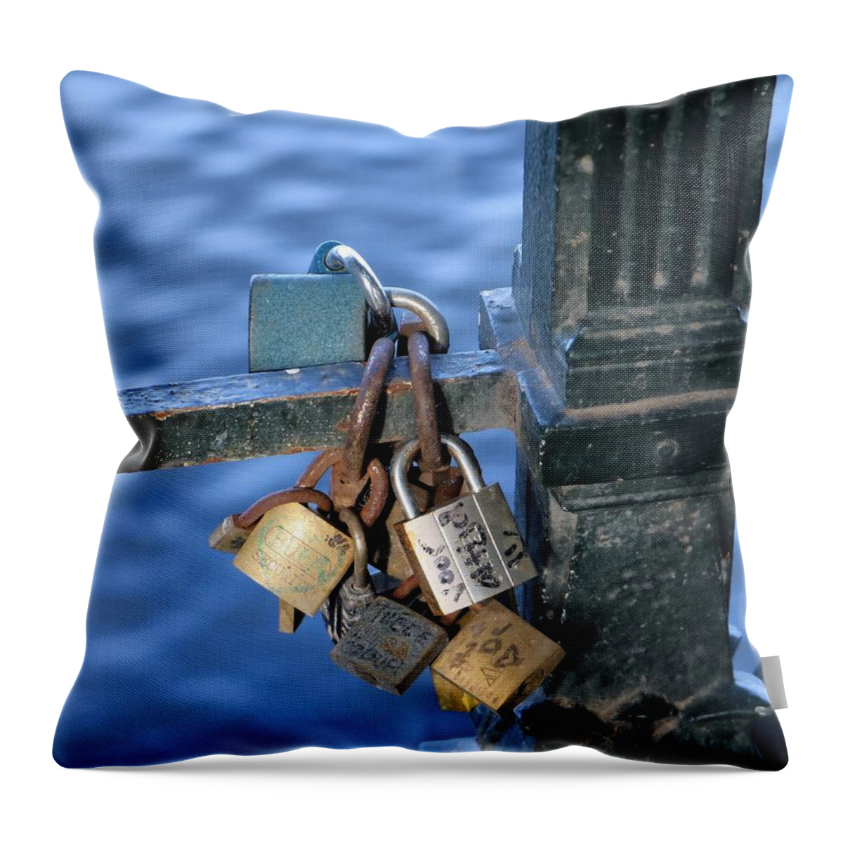 Lock Throw Pillow featuring the photograph Love Lock by Gia Marie Houck