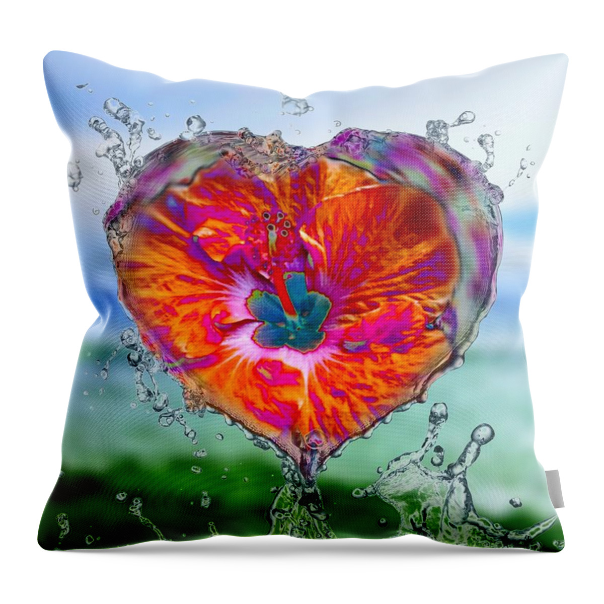 Love Throw Pillow featuring the digital art Love Makes A Splash by Rachel Hannah