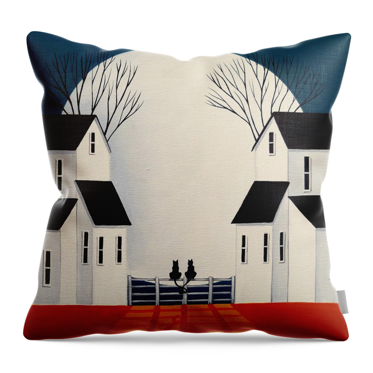 Black Throw Pillow featuring the painting Love Me For All My Nine Lives by Debbie Criswell