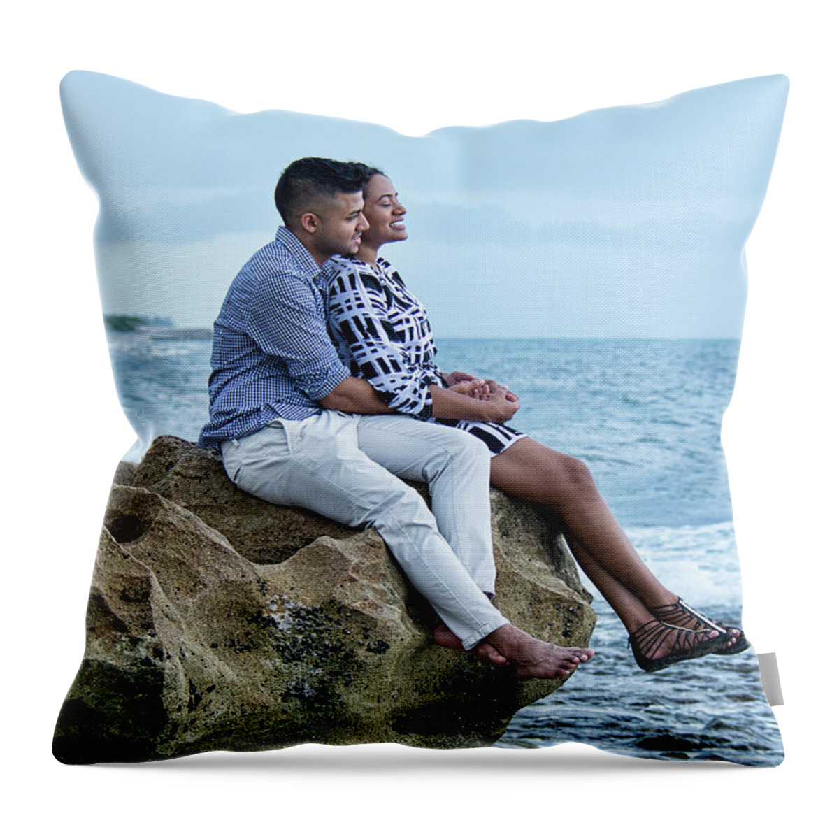 Boy Throw Pillow featuring the photograph Love On The Rocks by John Black