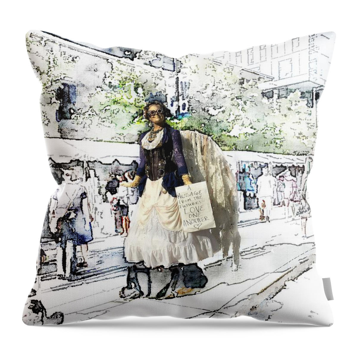 Love One Another Throw Pillow featuring the photograph Love One Another - Steampunk Angel by Marianna Mills