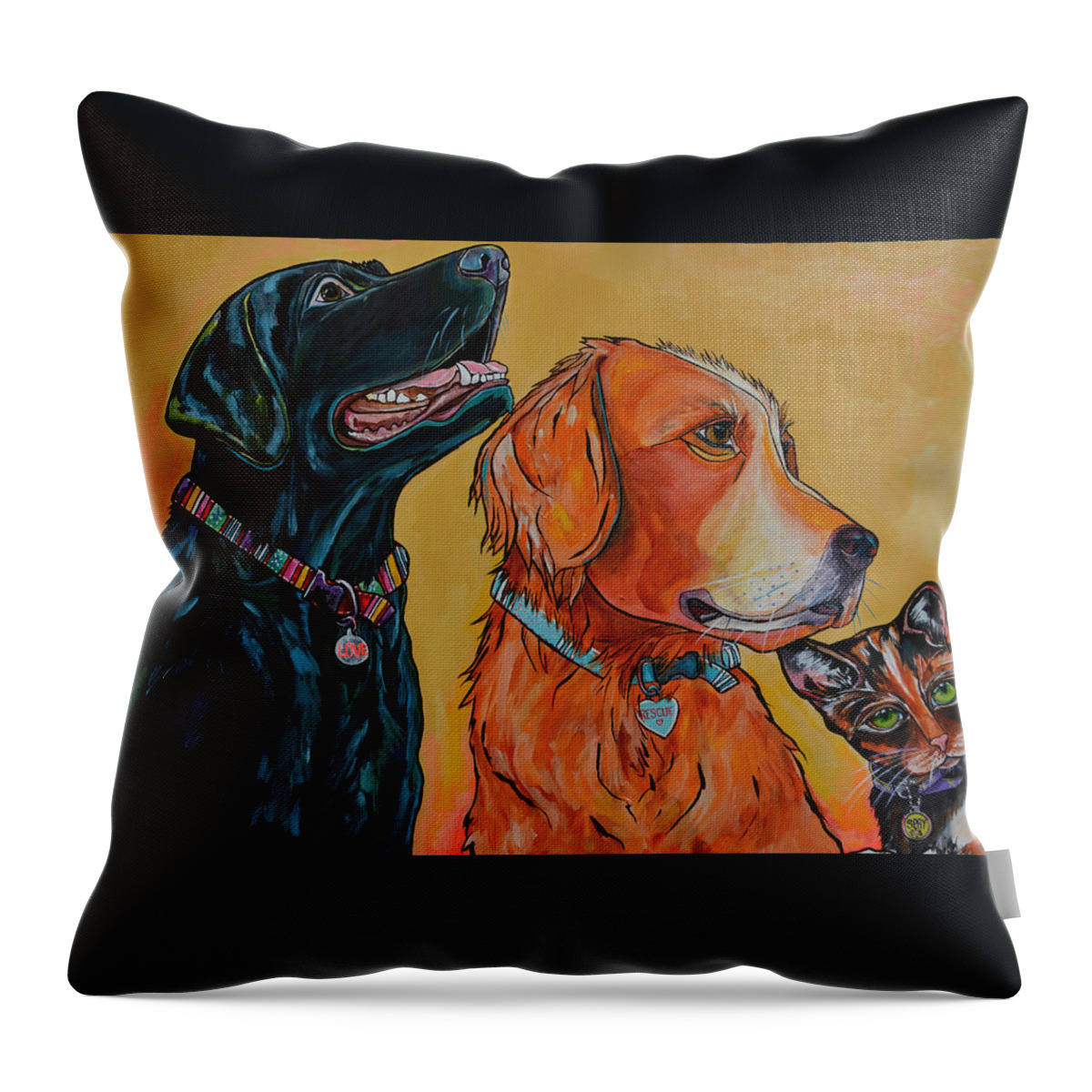 Love Throw Pillow featuring the painting Love Rescue Spay by Patti Schermerhorn