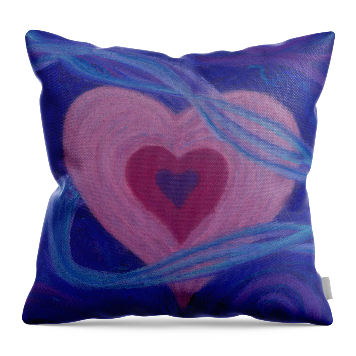 Heart Throw Pillow featuring the pastel Love Ribbons by Anne Katzeff