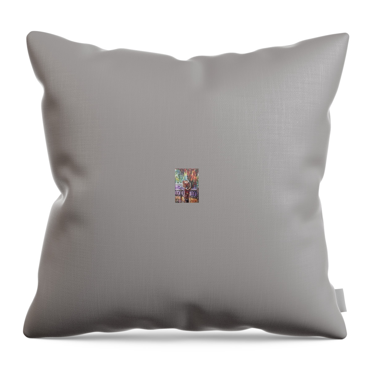 Love Throw Pillow featuring the painting Love story on a rainy day by Sam Shaker