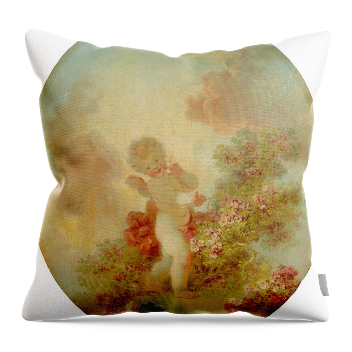 Jean-honore Fragonard Throw Pillow featuring the painting Love the Sentinel by Jean-Honore Fragonard