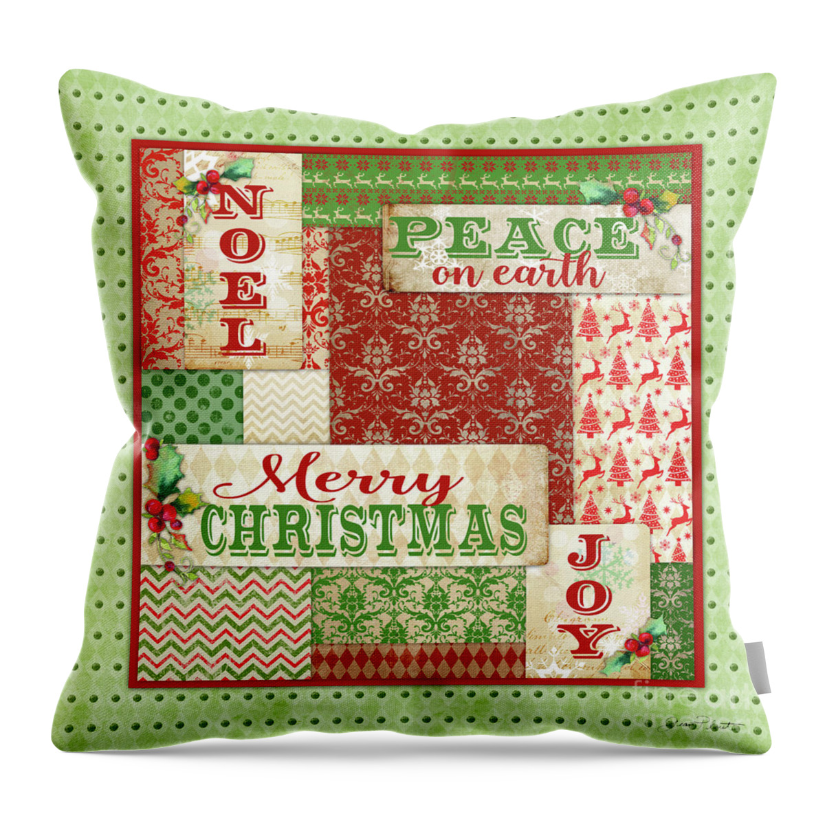 Christmas Throw Pillow featuring the digital art Lovely Patchwork Christmas by Jean Plout