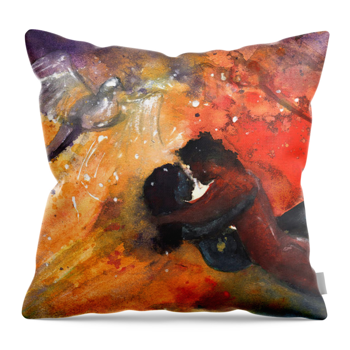 Travel Art Throw Pillow featuring the painting Lovers in Paphos by Miki De Goodaboom