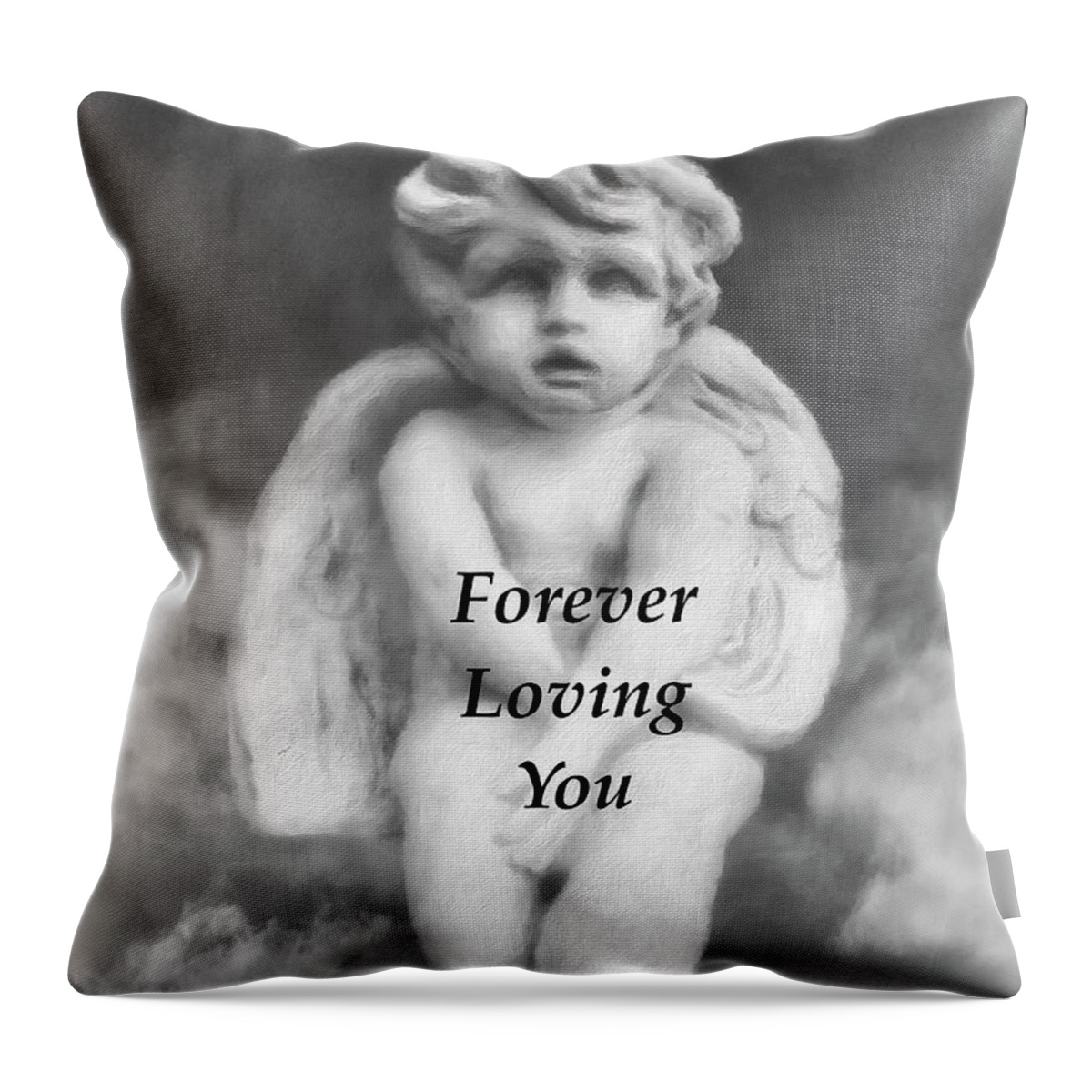 Black And White Photograph Throw Pillow featuring the photograph Loving Angel by Joan Reese