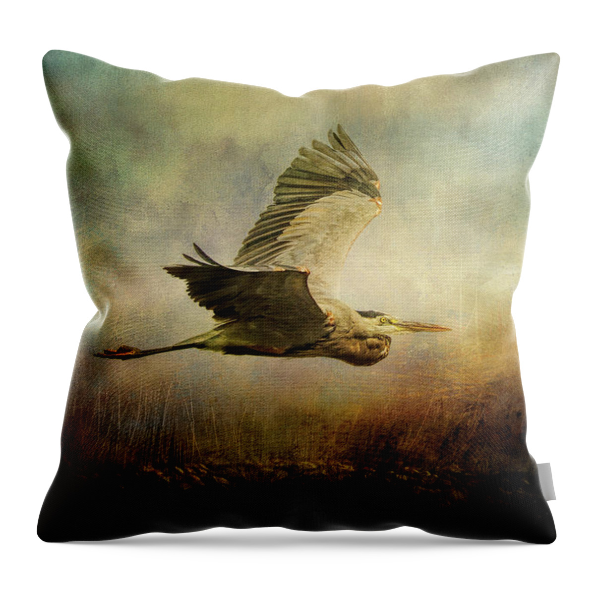 Jai Johnson Throw Pillow featuring the photograph Low Flyer Ocean Bird Art by Jai Johnson
