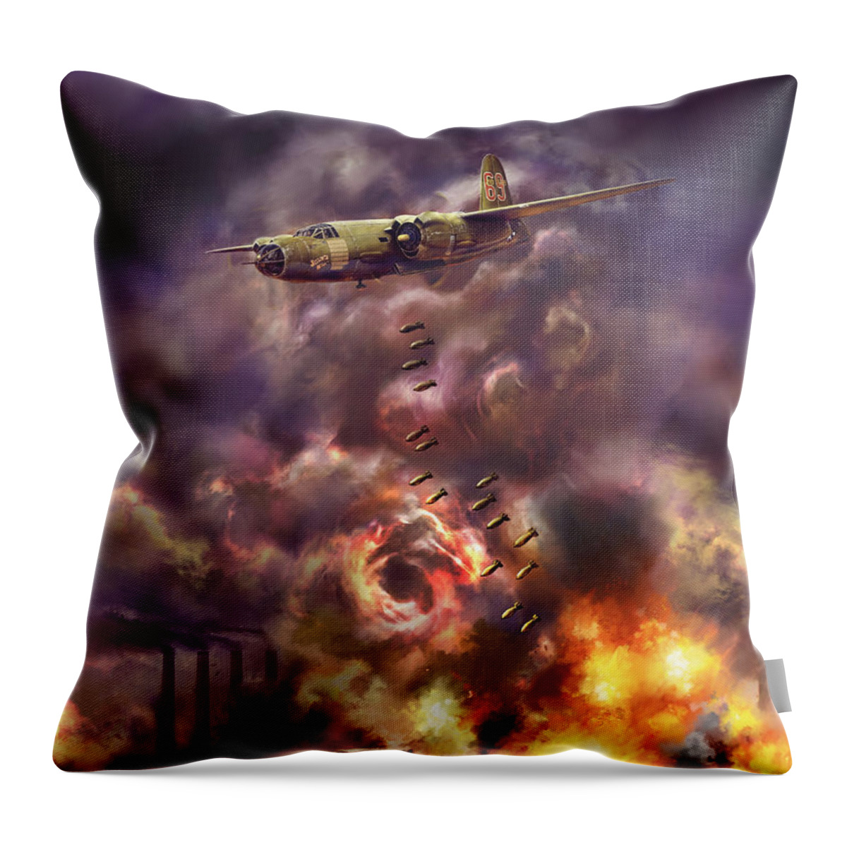 B-26 Throw Pillow featuring the digital art Low Level Hell by David Luebbert