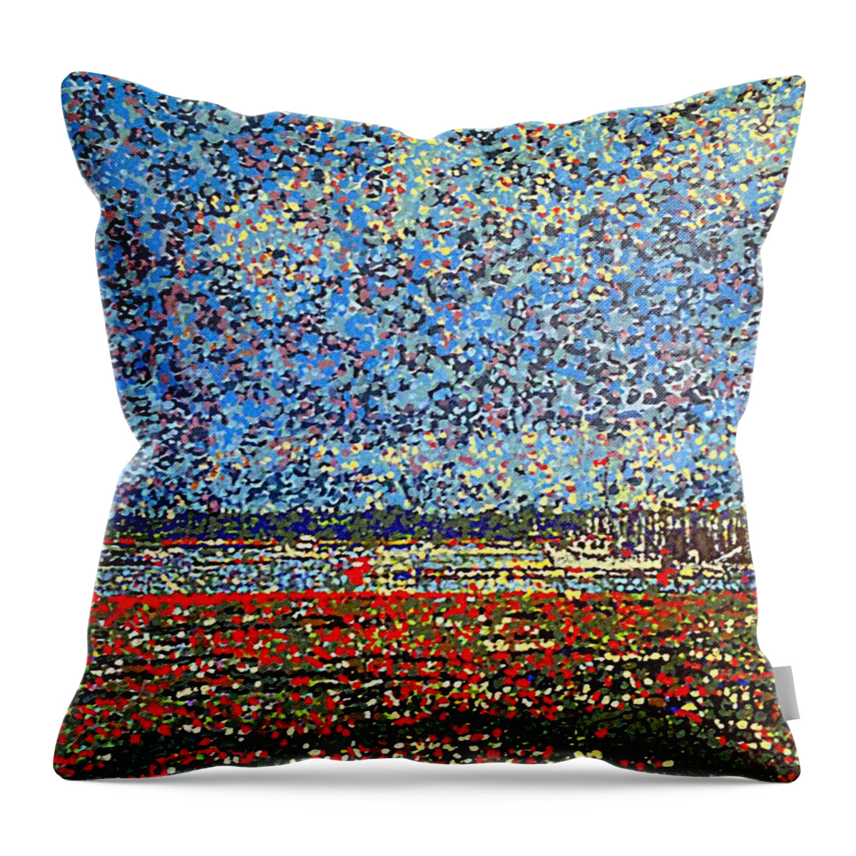 Sea Throw Pillow featuring the painting Low Tide - St. Andrews Wharf by Michael Graham