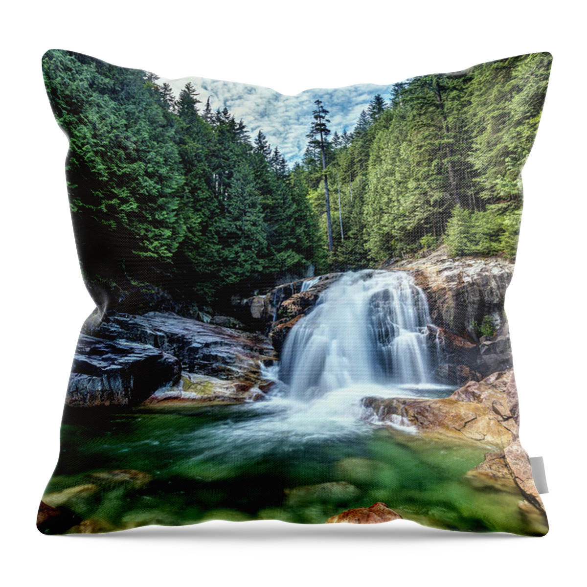 Waterfall Throw Pillow featuring the photograph Lower falls In Golden Ears Park by Pierre Leclerc Photography