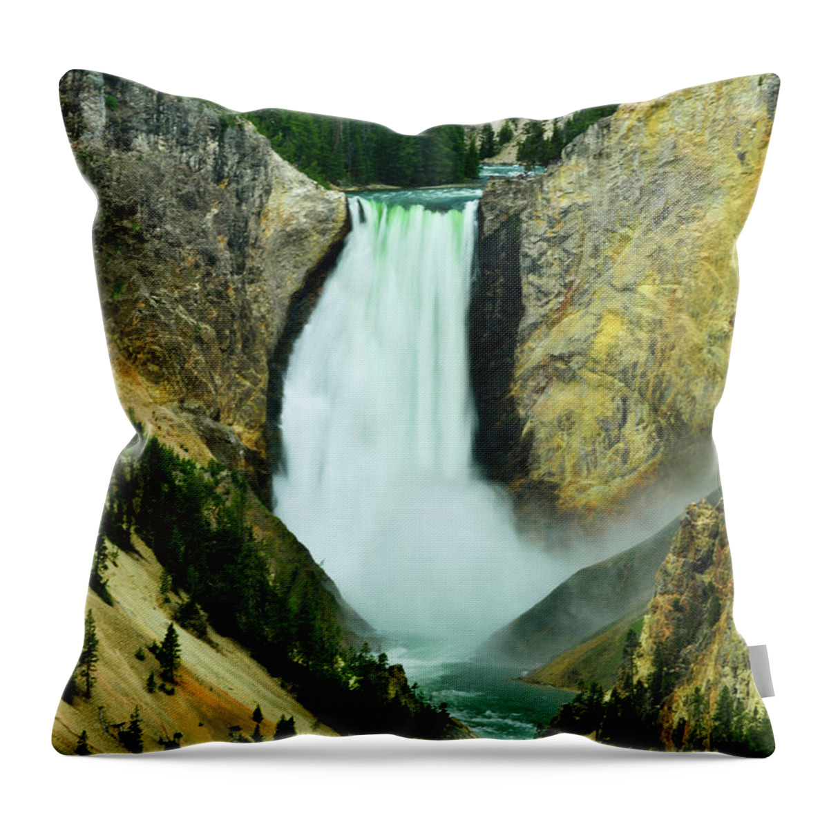 Lower Falls Throw Pillow featuring the photograph Lower Falls no border or caption by Greg Norrell