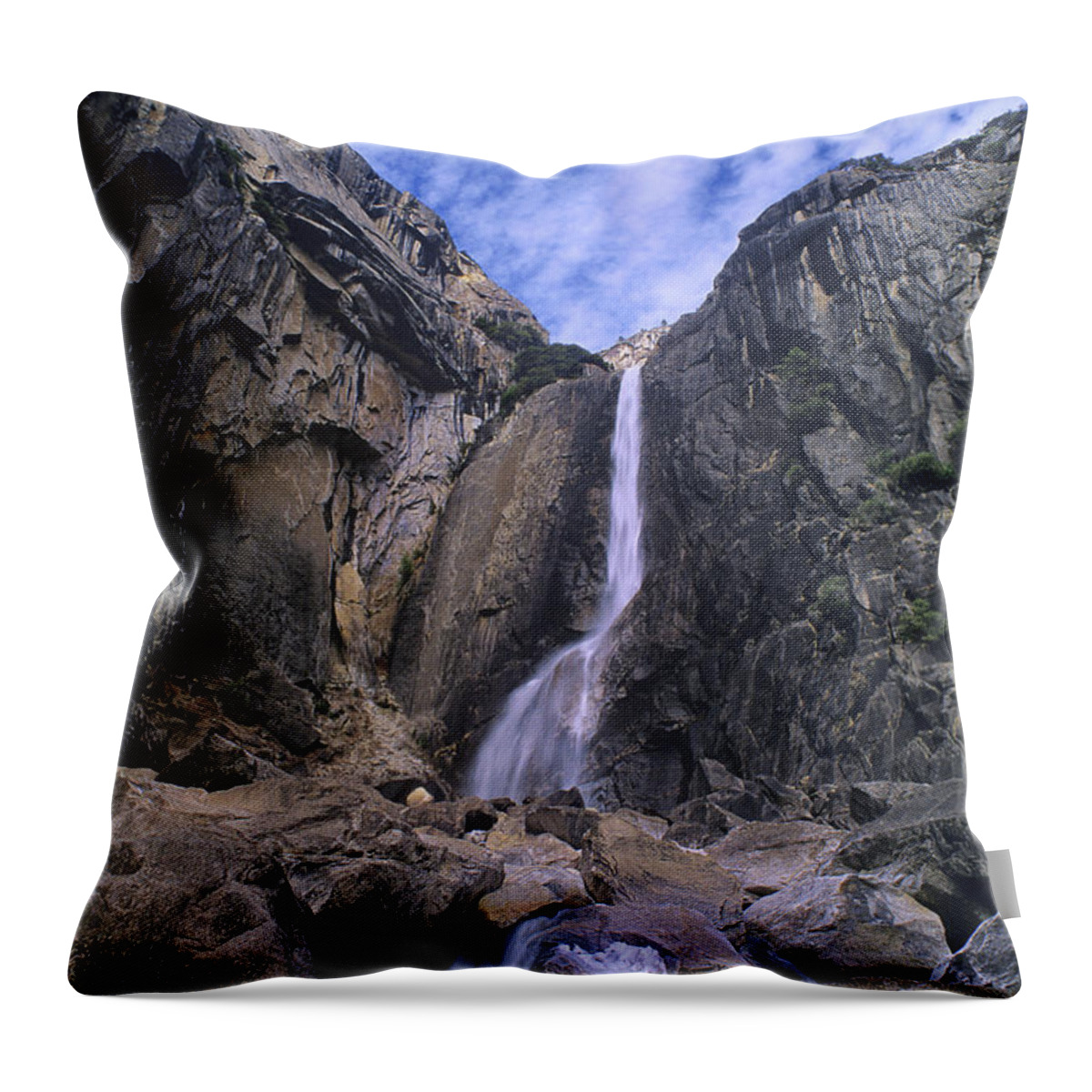 Dave Welling Throw Pillow featuring the photograph Lower Falls Yosemite National Park California by Dave Welling