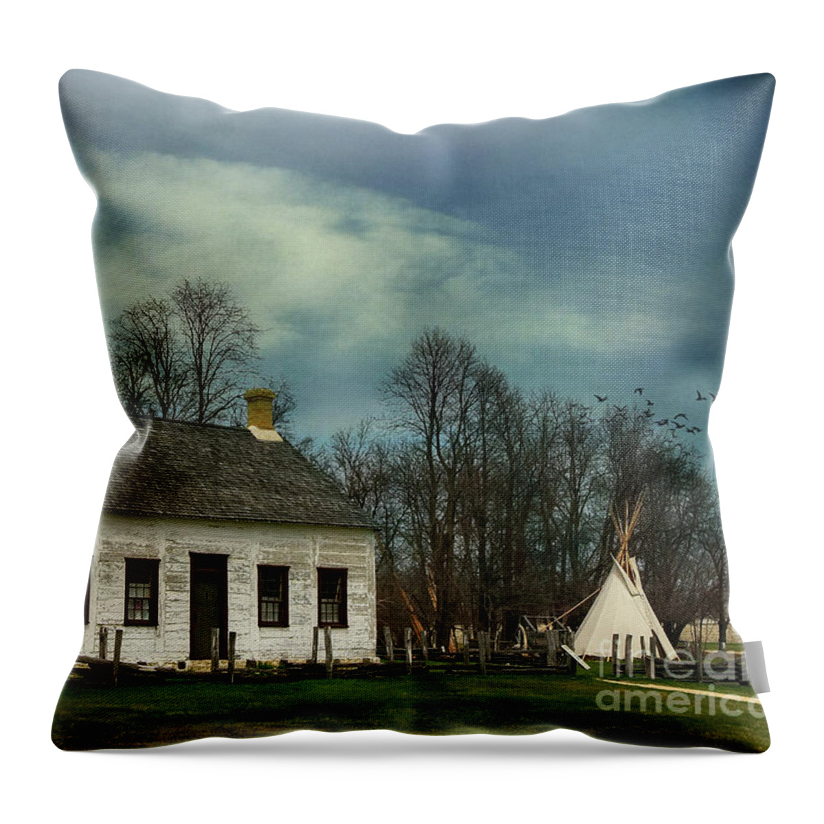 Building Throw Pillow featuring the photograph Fraser House In Lower Fort Garry by Teresa Zieba