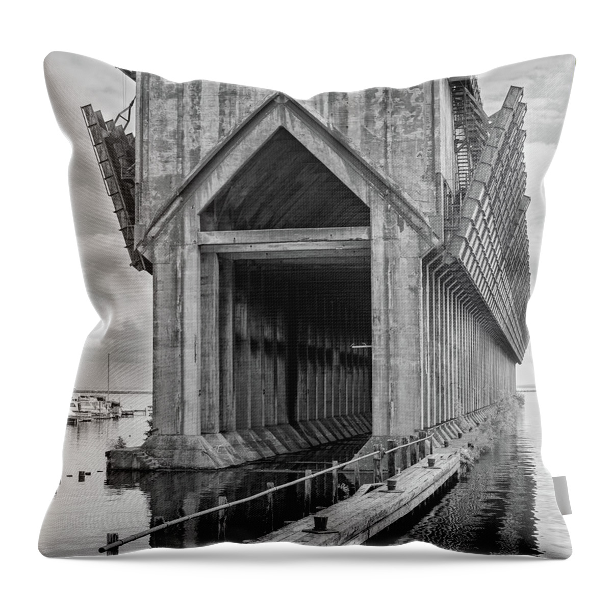 Ore Dock Throw Pillow featuring the photograph Lower Harbor Ore Dock by Jurgen Lorenzen