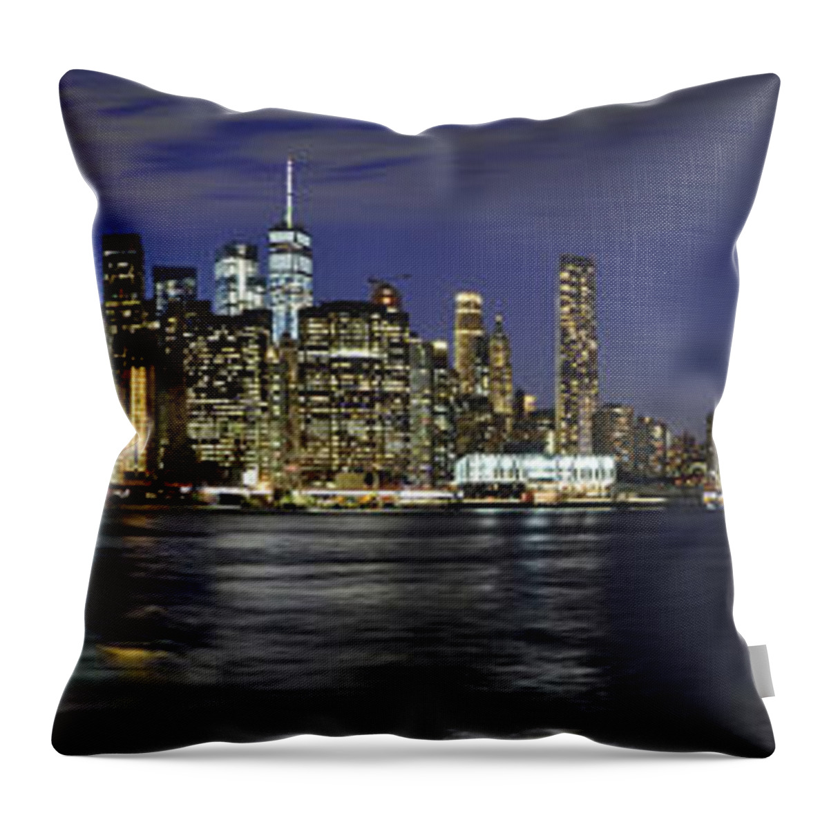 America Throw Pillow featuring the photograph Lower Manhattan from Brooklyn Heights at Dusk - New York City by Carlos Alkmin