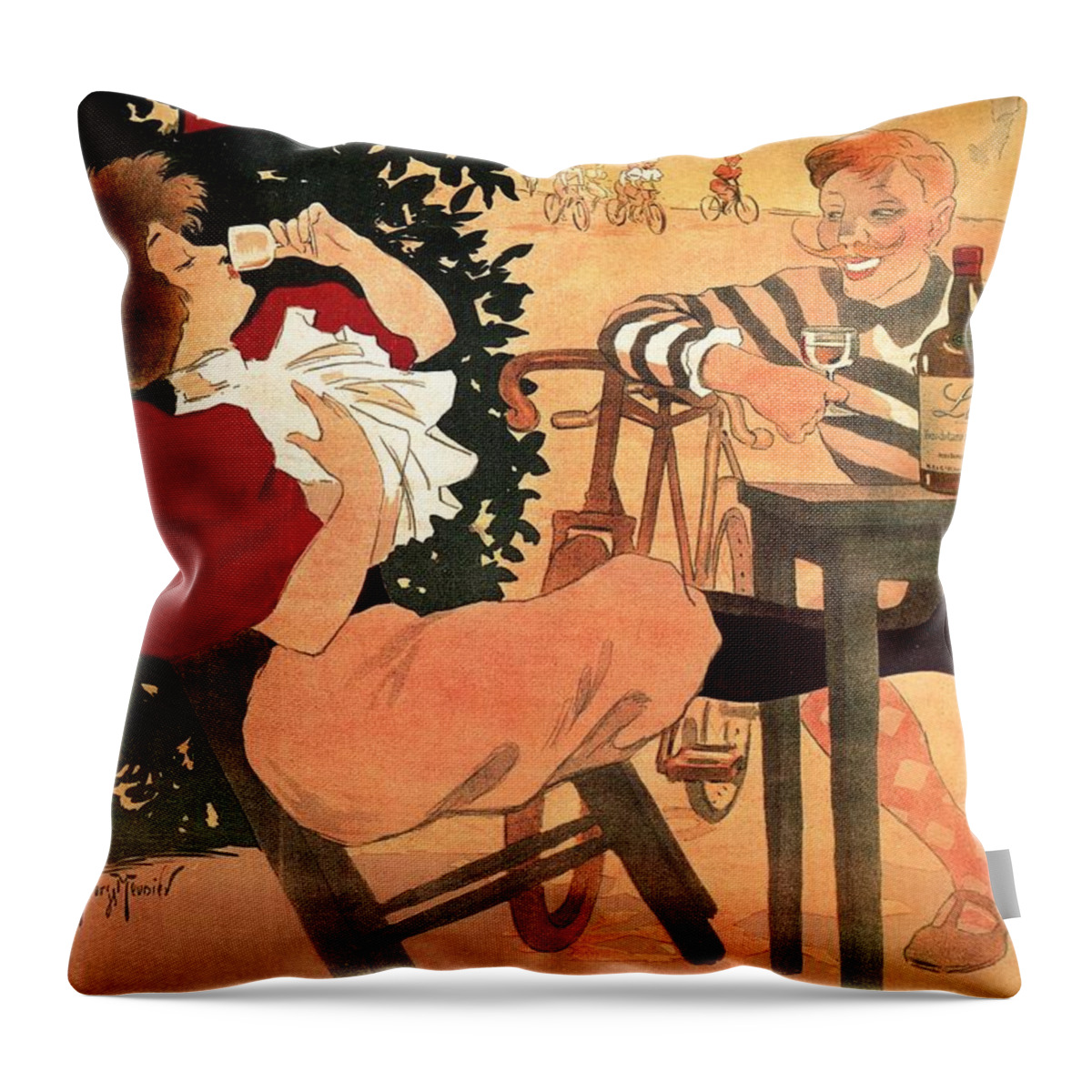 Lox Throw Pillow featuring the mixed media Lox - French Wine and Spirit Poster - Vintage Advertising Poster by Studio Grafiikka