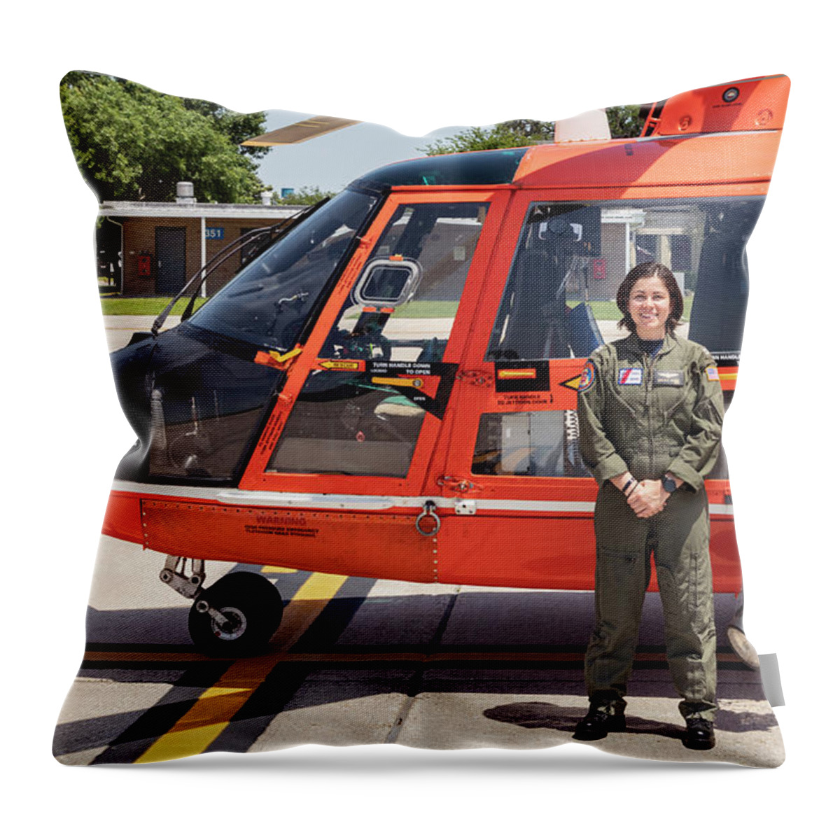 Us Coast Guard Air Station New Orleans All Hands Unit Photo Shoot Throw Pillow featuring the photograph LT Mahoney 2 by Gregory Daley MPSA