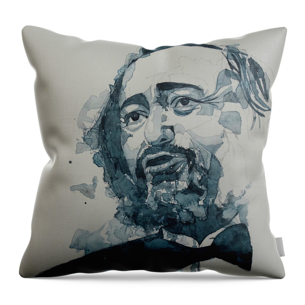 Luciano Pavarotti Throw Pillow featuring the painting Luciano Pavarotti by Paul Lovering