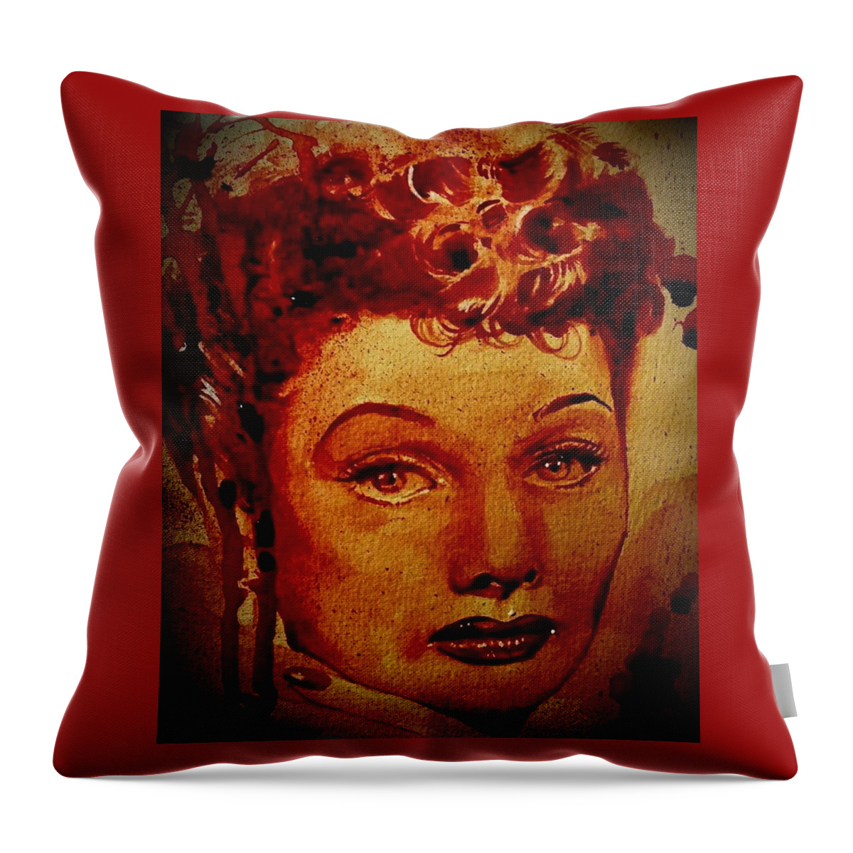  Throw Pillow featuring the painting Lucille Ball by Ryan Almighty