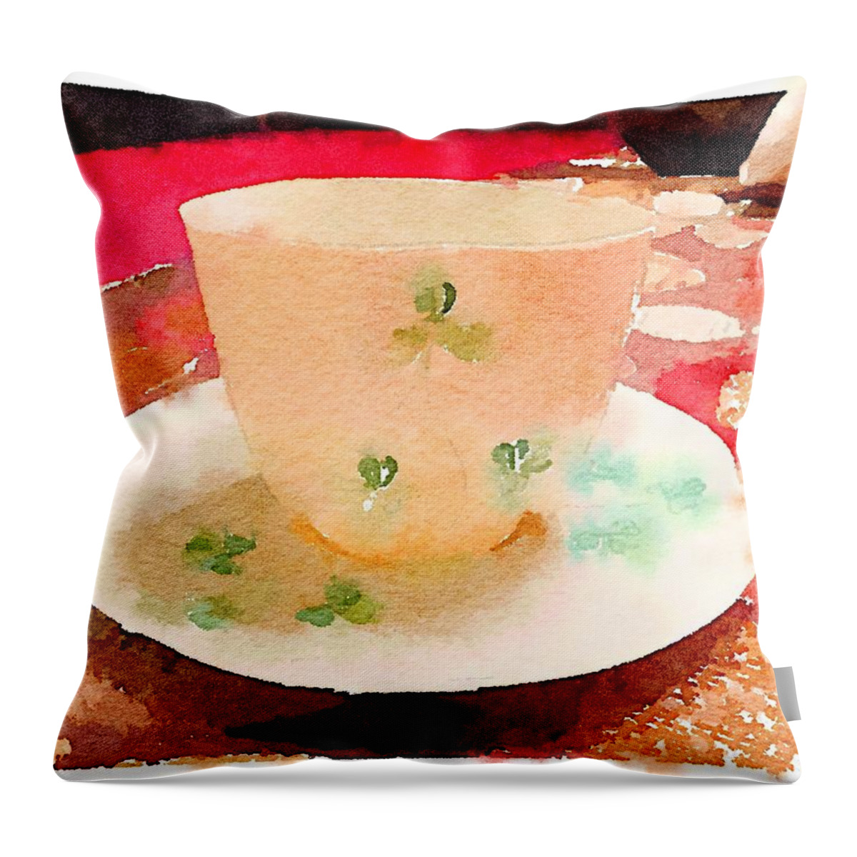 Waterlogue Throw Pillow featuring the digital art Luck Of The Irish by Shannon Grissom